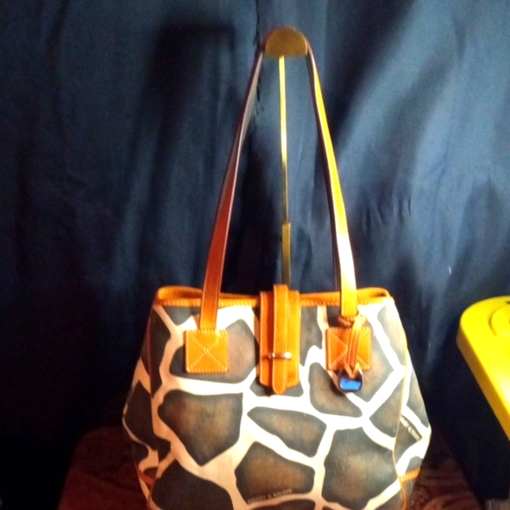 Dooney & Bourke Cream and Brown Giraffe Print Tote